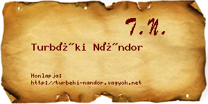 Turbéki Nándor névjegykártya